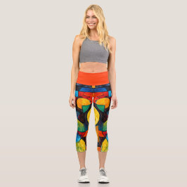 Lebendige Traumgeometrie – Kühne moderne abstrakte Capri Leggings