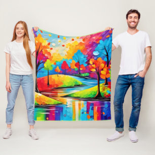 Lebendige Traumlandschaft Herbst-Symphonie Kunst Fleecedecke