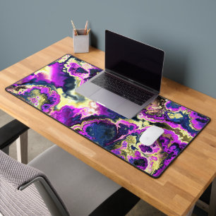 Lebendige Trippy Boho Hippie Fraktal Marmor Kunst Schreibtischunterlage