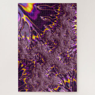 Lebendige Trippy Lila Gelbe Groovy Fraktal Kunst