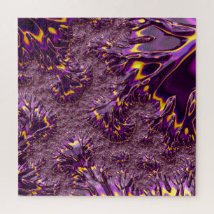 Lebendige Trippy Lila Gelbe Groovy Fraktal Kunst