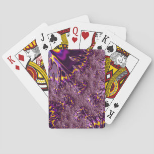 Lebendige Trippy Lila Gelbe Groovy Fraktal Kunst Spielkarten