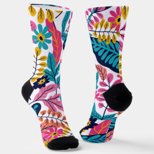 Lebendige tropische Blätter und exotische Botanik Socken