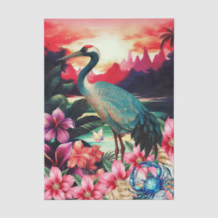 Lebendige tropische florale japanische Kranich-Dec Seidenpapier