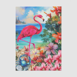 Lebendige tropische florale rosa Flamingo-Dekoupag Seidenpapier