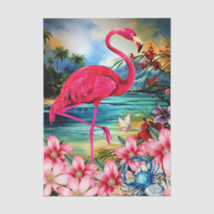 Lebendige tropische florale rosa Flamingo-Dekoupag Seidenpapier