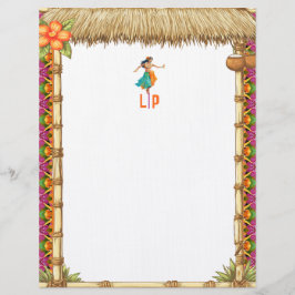 Lebendige tropische hawaiianische Tiki-Luau-Monogr Briefbogen