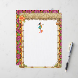 Lebendige tropische hawaiianische Tiki-Luau-Monogr Briefbogen
