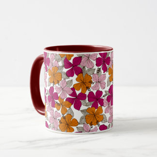 Lebendige tropische Hibiskus-Blumen-Burgunder-Zwei Tasse