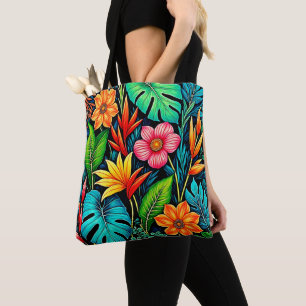 Lebendige tropische Jungle-Bloom-Kunst Tasche