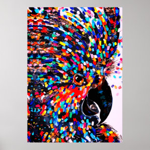 Lebendige tropische Vogelwandkunst im expressionis Poster