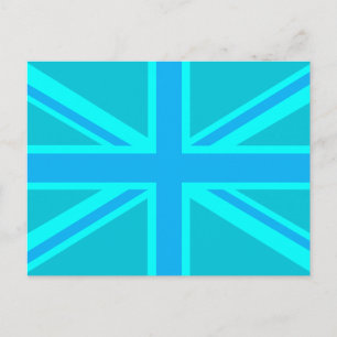 Lebendige türkisblaue Union Jack britische Flagge Postkarte
