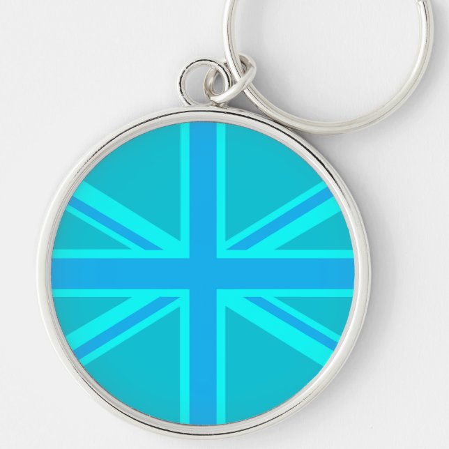 Lebendige türkisfarbene britische Flagge Schlüsselanhänger (Vorne)