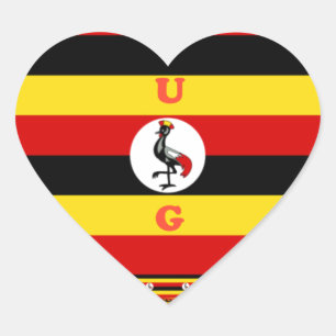 Lebendige Uganda-Flagge - Inspirierte Kunst Herz-Aufkleber