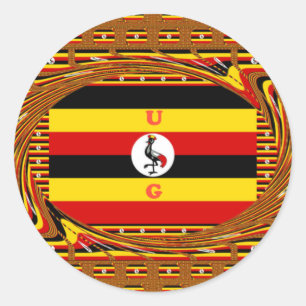 Lebendige Uganda-Flagge-Inspirierte Kunst Runder Aufkleber