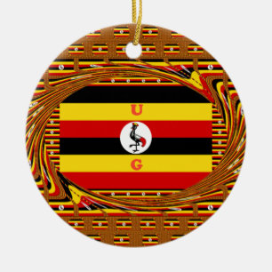 Lebendige Uganda-Flaggen-inspirierte Kunst Keramik Ornament