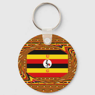 Lebendige Uganda-Flaggen-inspirierte Kunst Schlüsselanhänger