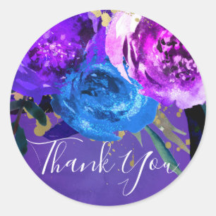 Lebendige Ultra Violette Purpur Blumen Hochzeitsfa Runder Aufkleber