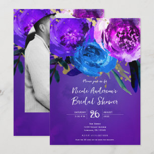 Lebendige Ultra-Violette Purpurfarbene Blumen-Fant Einladung