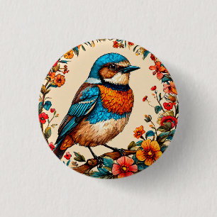 Lebendige und farbenfrohe Illustration eines Vogel Button