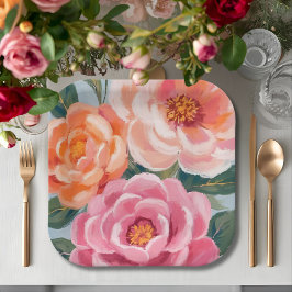 lebendige und kräftige florale Hochzeitsdusche Pappteller