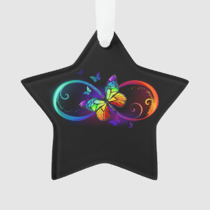 Lebendige Unendlichkeit mit Regenbogen-Schmetterli Ornament