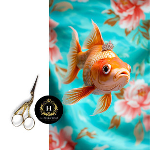 Lebendige Vintage-Blumen-Fisch-Decoupage Seidenpapier