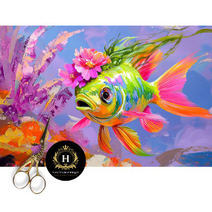 Lebendige Vintage-Blumen-Fisch-Dekoupage Seidenpapier