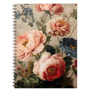 Lebendige Vintage-Blumenanordnung Notizblock