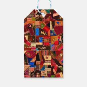 Lebendige Vintage-Crazy-Quilt Geschenkanhänger