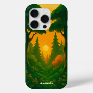 Lebendige Waldillustration bei Sonnenuntergang Case-Mate iPhone Hülle