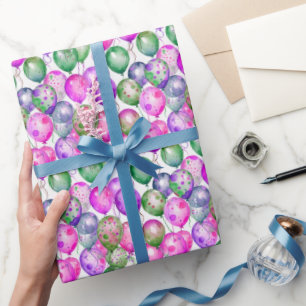 Lebendige Wasserfarbballons Pink Rosa Grün Geschenkpapier