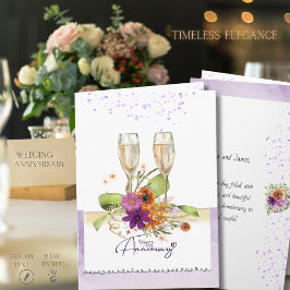 Lebendige Wasserfarbe Floral Champagner-Jubiläum  Karte