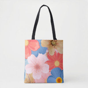 Lebendige Wasserfarben-Blumengarten-Muster-Tasche Tasche
