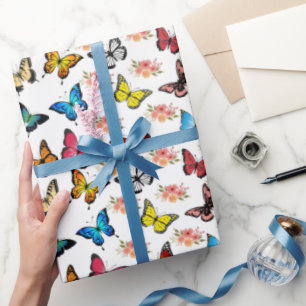Lebendige Wasserfarben-Schmetterlinge Geschenkpapi Geschenkpapier