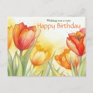 Lebendige Wasserfarben-Tulpe Alles Gute zum Geburt Postkarte