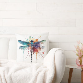 Lebendige Wasserfarbendragonfly Kissen