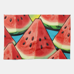 Lebendige Wassermelonen-Scheiben Pop Art Geschirrtuch