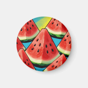Lebendige Wassermelonen-Scheiben Pop Art Magnet