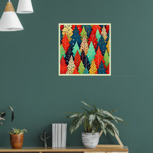 Lebendige Weihnachtsbaum-Muster-Kunst Poster