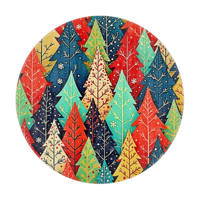 Lebendige Weihnachtsbaum-Muster-Kunst Schneidebrett (Vorderseite)