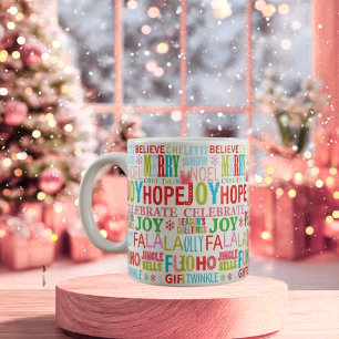 Lebendige Weihnachtstypografie-Tasse Jumbo-Tasse