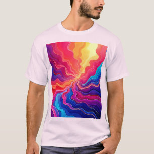 Lebendige Wellen: Abstrakte Neon-Energiefluss-Kuns T-Shirt