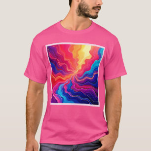 Lebendige Wellen: Abstrakte Neon-Energiefluss-Kuns T-Shirt