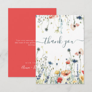 Lebendige Wildblumenhochzeit Dankeskarte
