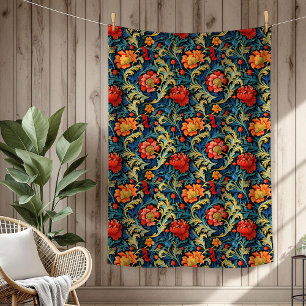 Lebendige William Morris Timeless Floral Elegance Fleecedecke