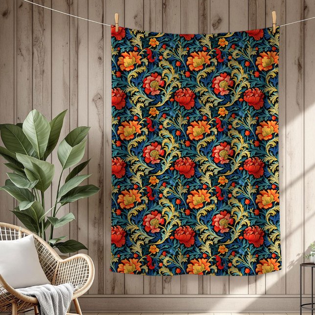 Lebendige William Morris Timeless Floral Elegance Fleecedecke (Vibrant William Morris Timeless Floral Elegance Fleece Blanket)