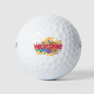 Lebendige Willkommens-Typografie-Kunst Golfball