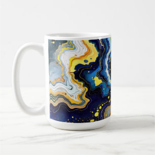 Lebendige Wirbel aus Blau und Gold 1 Kaffeetasse