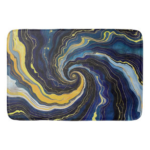 Lebendige Wirbel aus Blau und Gold 2 Badematte